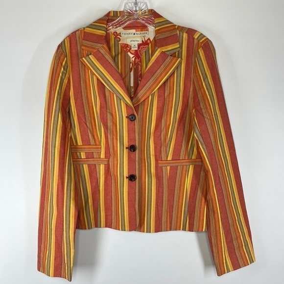 Vintage Tommy Hilfiger Striped Stretch Blazer Jacket NWOT Size 10 - Picture 1 of 5